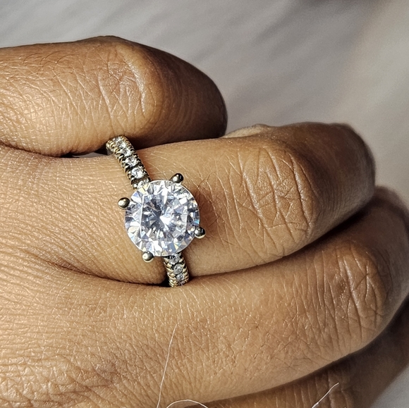 Vintage Absolute CZ Solitaire Eternity Size 7 Silver Ring - Picture 2 of 13